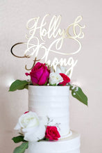 Load image into Gallery viewer, 3 tier wedding cake with florals and cake topper