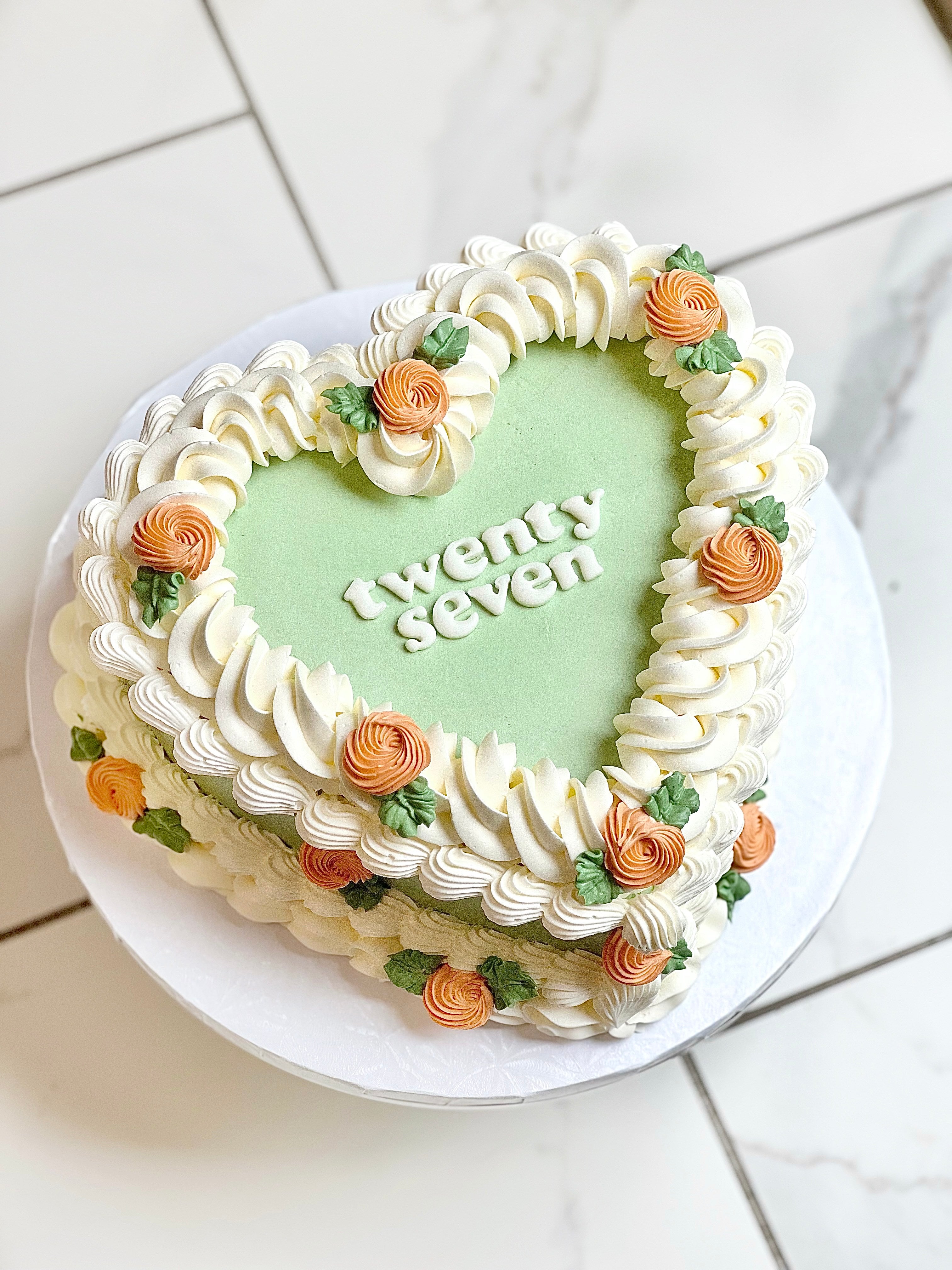Vintage Floral Heart Cake | Hapa Bakery