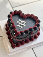 Two Toned Black and Red Vintage Heart Cake