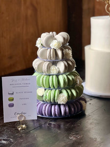 French Macaron Tower with Florals